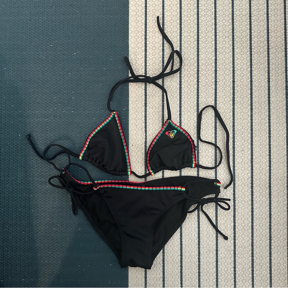 Roxy Black Bikini with Red and Green Trim